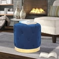 thumbnail image 1 of Homebeez Round Velvet Ottoman Footrest Stool Blue 17.7''D x 16.9''H, 1 of 8
