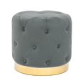 thumbnail image 1 of Homebeez Round Velvet Ottoman Footrest Stool Gray, 1 of 6