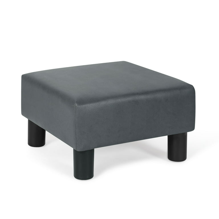 Small Rectangle Foot Stool, PU Leather Fabric Footrest Small Ottoman Stool  with Non-Skid Plastic Legs, Modern Rectangle Footrest Small Step Stool