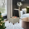 thumbnail image 1 of Homebeez Square Fabric Storage Ottoman Foot Rest Light Brown, 1 of 8