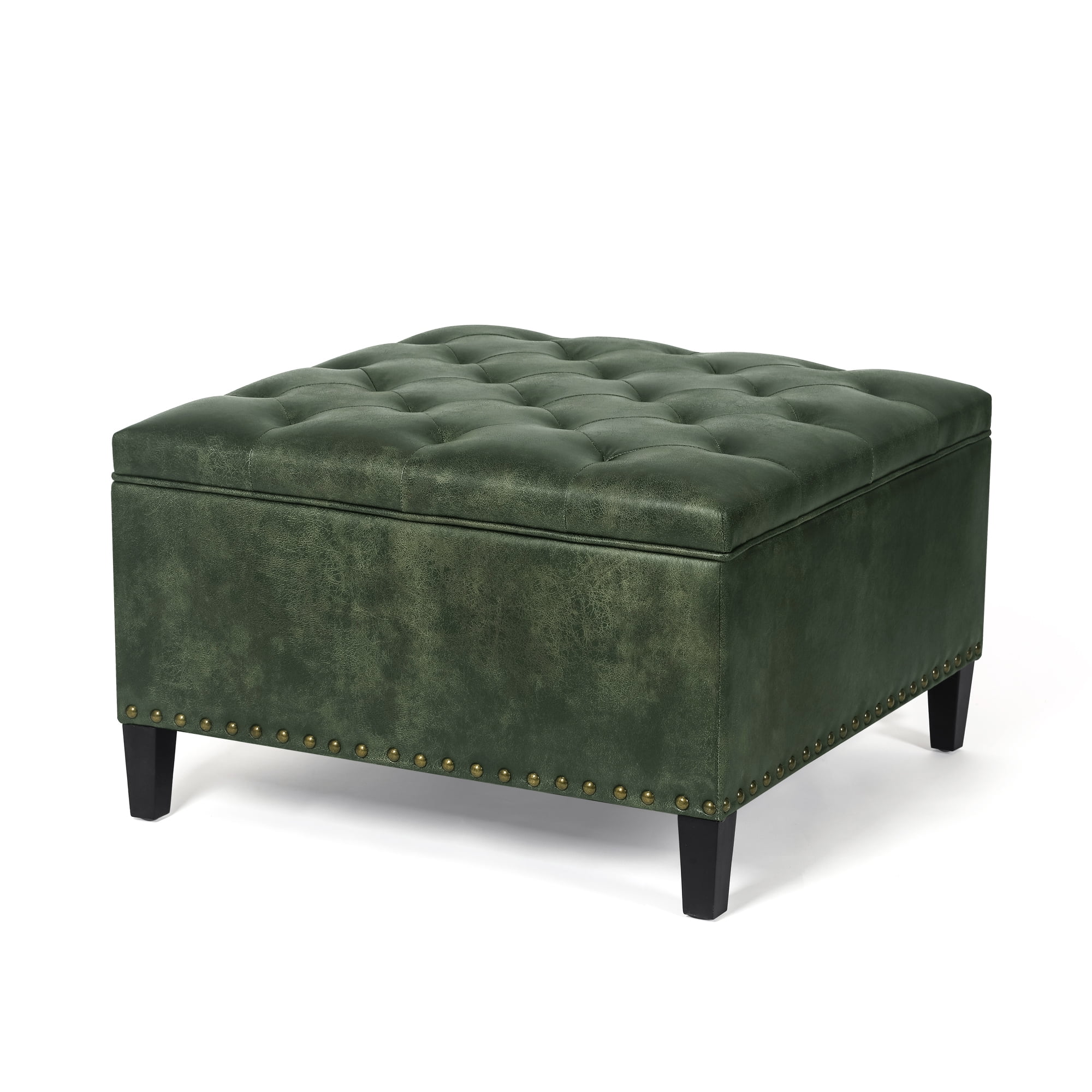 Homebeez Square Storage Ottoman Bench, Tufted Upholstered Coffee Table
