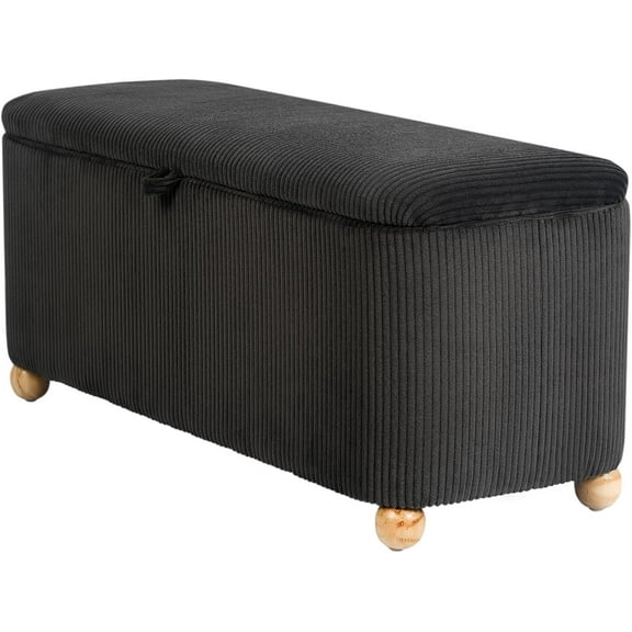 Homebeez Storage Ottoman Bench, 40" End of Bed Rectangle Upholstered Bedroom Bench, Foot Rest Stool for Living Room, Entryway, Dark Grey
