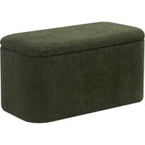 Homebeez Storage Ottoman Bench, 32" Velvet End Foot of Bed Upholstered Storage Bench Seat for Bedroom, Living Room, Window, Entryway, Dark Green
