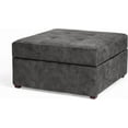 thumbnail image 1 of Homebeez Storage Ottoman Bench Fabric Button Tufted Coffee Table Footstool, Footrest with Wood Legs for Living Room (Black Gray), 1 of 14
