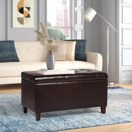 Homebeez Storage Ottoman Bench,Folding Bench Chest Foot Rest Stool,End of Bed Bench,Brown