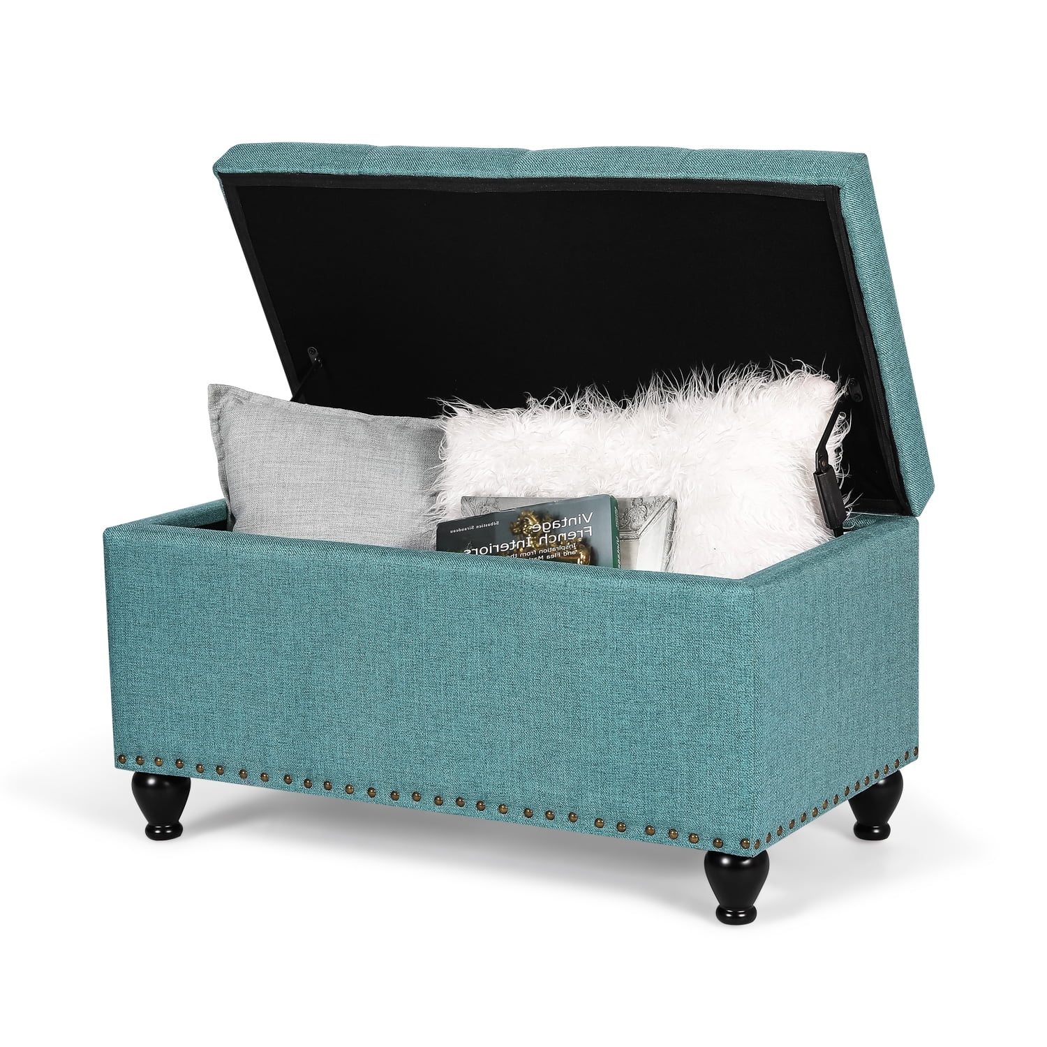 Homebeez Storage Ottoman Bench,Folding Storage Long End of Bed Seat