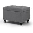 thumbnail image 1 of Homebeez Storage Ottoman Bench with Side Pocket, 24 Inch Linen Rectangle Foot Rest Stool for End of Bed, Bedroom, Living Room, Entryway, Grey, 1 of 6