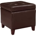 thumbnail image 1 of Homebeez Tufted Faux Leather Storage Ottoman Square Cube Foot Rest Stool with Flip Top (Brown), 1 of 14