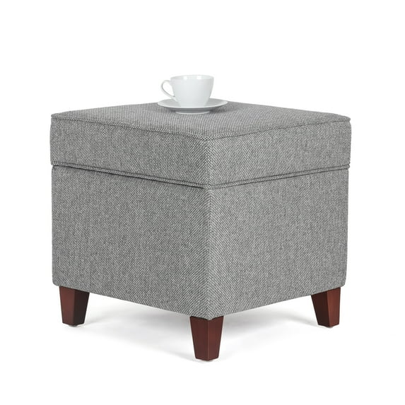 Homebeez Upholstered Tufted Storage Ottoman Footstool,Storage Cube Seat Foot Rest Stool,Gray