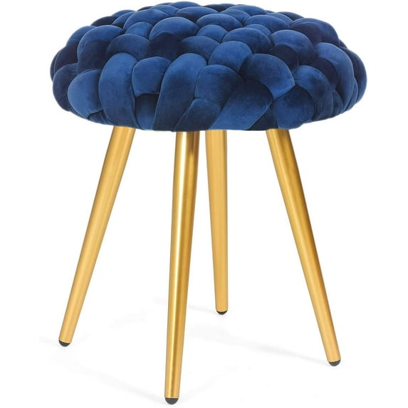 Homebeez Vanity Stool Upholstered Footrest Stool Modern Dressing Stool Side Table Footstool,Blue