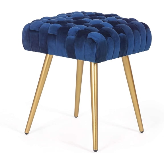 Homebeez Vanity Stool Upholstered Footrest Stool Modern Dressing Stool Side Table Footstool,Blue