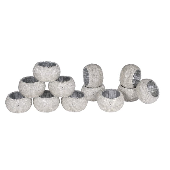Homebia Designs Beaded Napkin Ring Set of 12-Elegant Decorative Napkin Holder for Dining Table Decor,Weddings,Banquets,Birthday Parties,Thanksgiving,Special Occasion,Holiday & Everyday Use-Gold