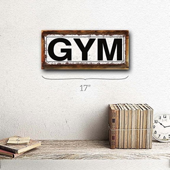 Homebody Accents Framed, Outdoor Gym 6"x16" Metal Sign, Rustic, Exercise, Workout, Hand-Crafted from Reclaimed Materials