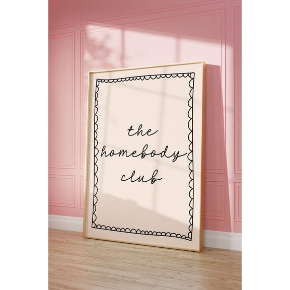 The Homebody Club Art Poster, Black Hand Drawn Home Poster, Introvert Poster, Let'S Stay Home Poster, Living Room Bedroom Art Dorm Decor, Unframed Poster Size 24x36 F03.1.15l249