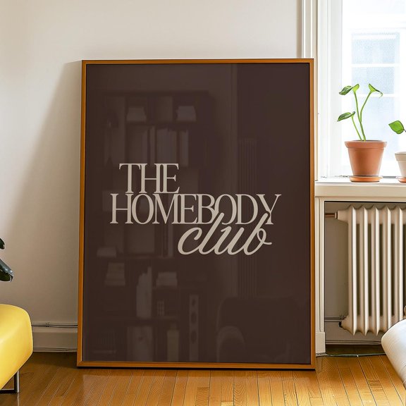 Homebody Club Brown Beige Typography Poster, Unframed Paper Poster 8x10in