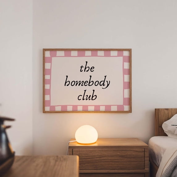 Homebody Club Checkered Wall Art Print, Introvert, Trendy Above Bed ...
