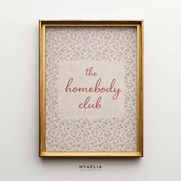 Homebody Club Cozy Retro Quote Wall Art Poster, Unframed Canvas 8x10in