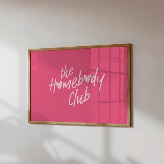Homebody Club Print, Horizontal, Hot Pink Apartment Decor, Retro, Girly ...