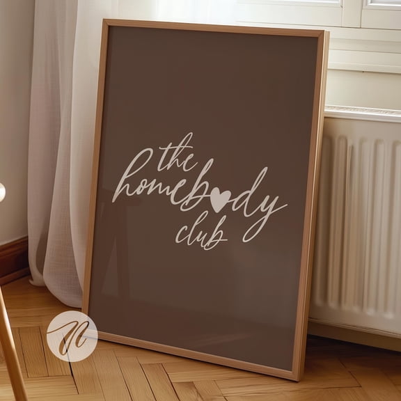 Homebody Club Print: Minimalist Heart, Introvert Quote UNFRAMED PAPER POSTER, Home Decor, Vintage Gift, Living Room Dercor