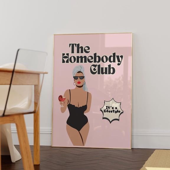Homebody Club Trendy Introvert Wall Art Poster, Unframed Size 24x36