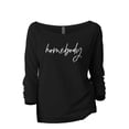 thumbnail image 1 of Homebody Women's Fashion Slouchy 3/4 Sleeves Raglan Lightweight Sweatshirt Black Large, 1 of 3