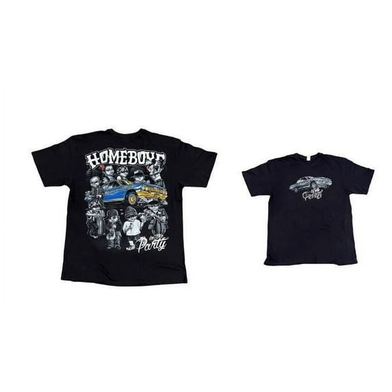 Homeboy Party Mexican T-Shirts Screen Printed Front & Back  - Black Color - Free USA Shipping - Men's Size: X-Large Uni-Sex Style  (MxTs-HB1-XL)