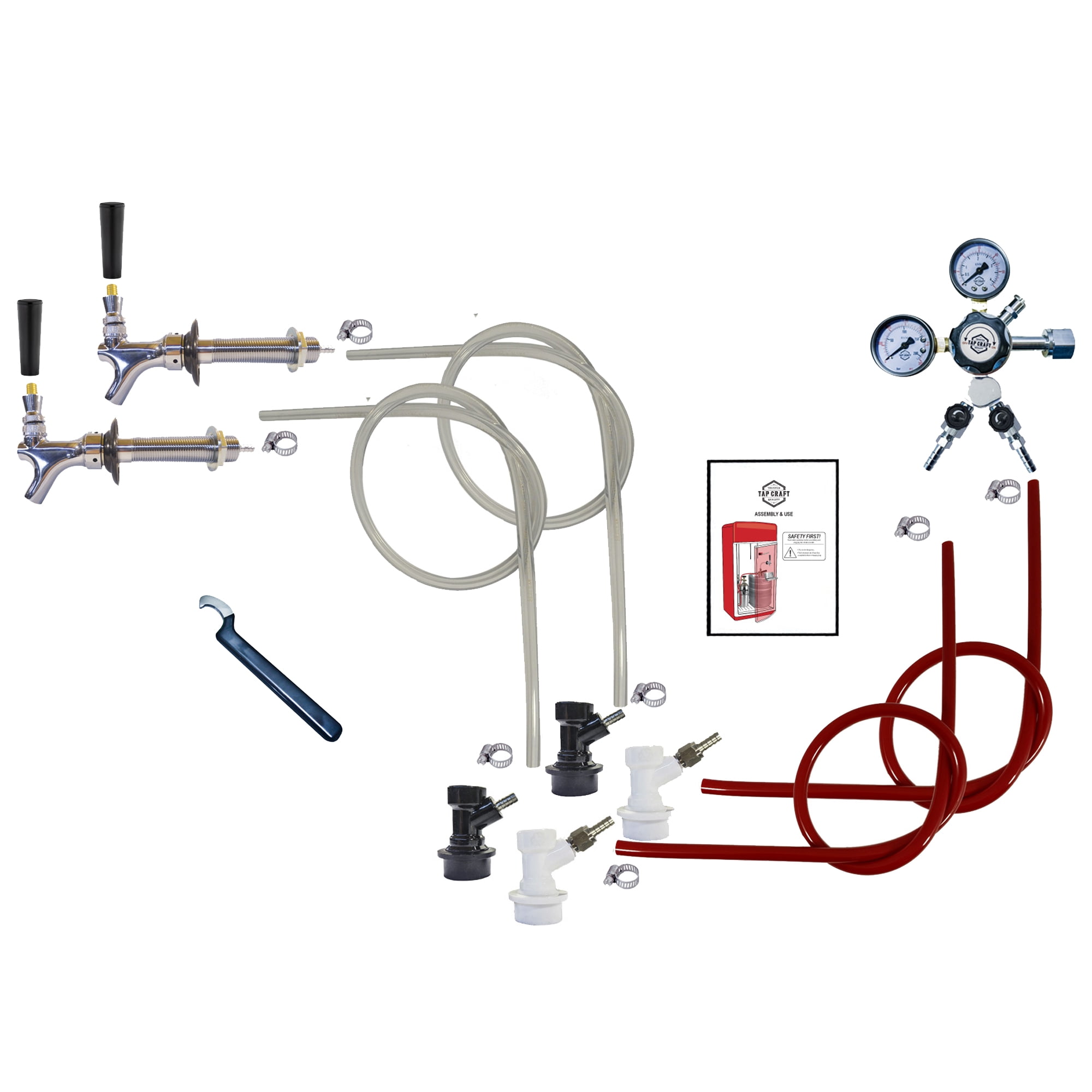 Homebrewstuff 2 Faucet Homebrew Draft Beer Kegerator Conversion Kit Ball Lock + Co2 Regulator