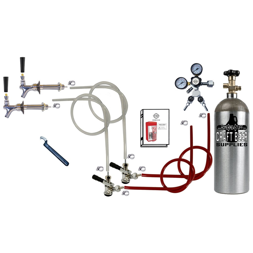 Homebrewstuff 2 Tap Kegerator Conversion Kit Door Mount Homebrew Draft Beer Co2 Tank Reg