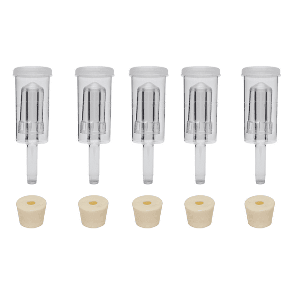 Homebrewstuff 5 Pack of 3 Piece Fermenter Airlocks and #6 Stoppers for Homebrew Beer & Wine