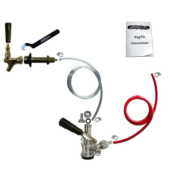 Homebrewstuff Add a Tap Draft Beer Kegerator Conversion Kit Faucet and Sankey D Coupler with Hoses