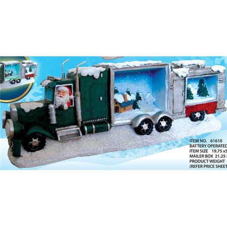 Homebrite 61610 7.25 in. Polyresin Santa Claus Driving Trailer with LED Light