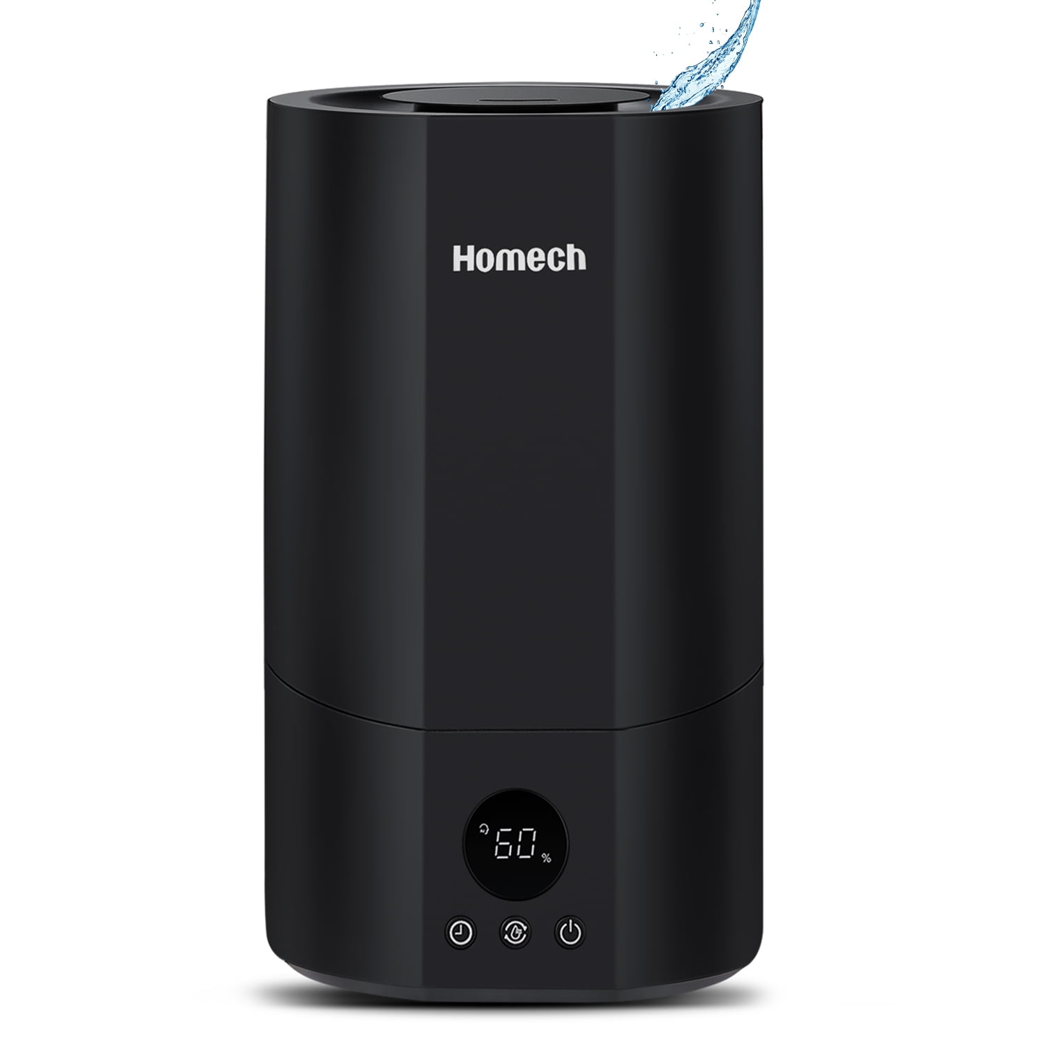 Homech Humidifier Top Fill(1 Gal/4L)Cool Mist Quiet Ultrasonic Air Humidifier with 12H Timer, AI Mode Adjustable 3 Mist Level, Black