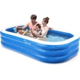 thumbnail image 1 of Homech Inflatable Swimming Pool, Rectangular Blow Up Kiddie Pool, 7.68 x 4.66 x 1.67 ft, 1 of 7