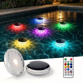 Homechoose Solar Floating Pool Lights IP67 Waterproof LED with Remote Control, 9 Lighting Modes and Timer 2 Pack