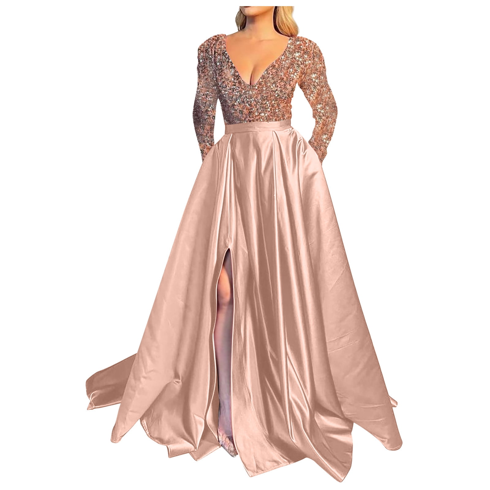 chinese dress ladies White Long Sleeve Homecoming Dress with Gold Lace Appliques, V Neck Sh –  cherishgirls main image 0