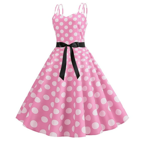 Homecoming Dresses for Women Teens Vintage Polka Dots Cocktail Party Dress 1950s Retro Formal Swing Midi Dresses