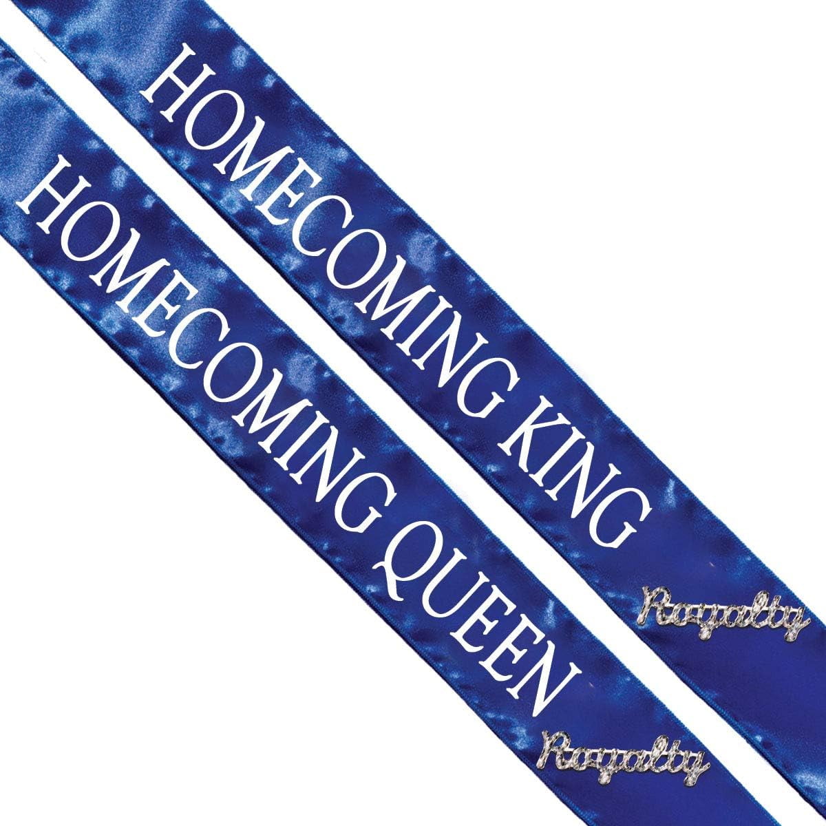 King and Queen Sashes, 2 Pack Blue Sash with White Imprint