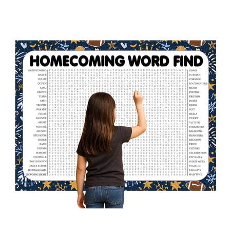 Homecoming Word Search Game, Giant Crossword Puzzle, Large Word Find, Gathering Activity Poster