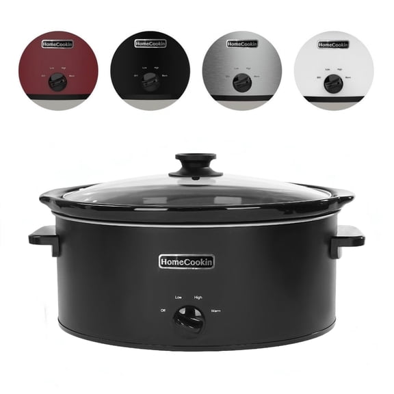 Homecookin 7qt Manual Slow Cooker with Detachable Ceramic Inner for Family Diet-Black