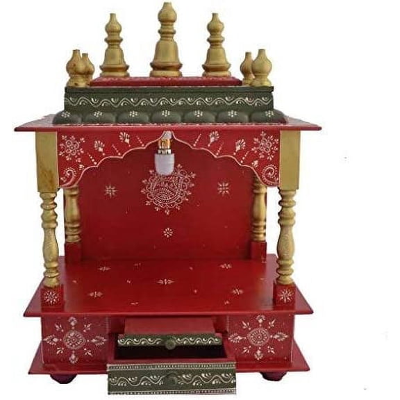 Homecrafts LED Light Home Temple/Pooja Mandir/Wooden Temple/Temple for Home/Mandap-M6