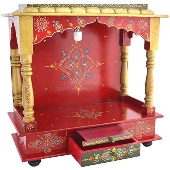 Homecrafts LED Light Home Temple/Pooja Mandir/Wooden Temple/Temple for Home/Mandap-Medium