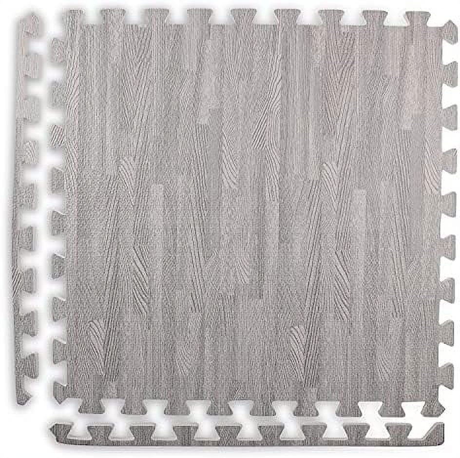 Homecube 3/8 Inch Thick Interlocking Wood Grain Foam Floor Tiles 24 In