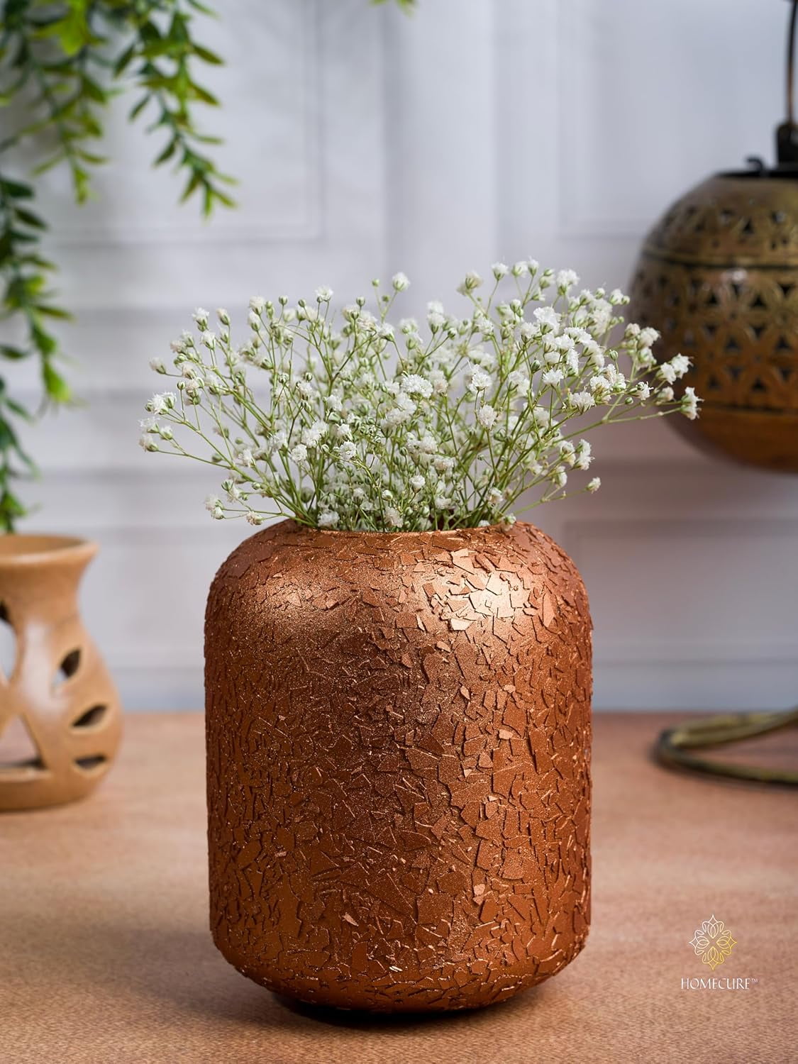 Homecure Gold Painted Glass Flower Vase for Home Decor I Living Room ...
