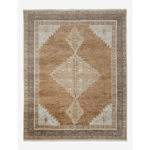 HomedecoreIN Brown Hand-Knotted Wool Printed Area Rugs For Living Room, Bedroom, Hallway And Any Room (9X12 FT)