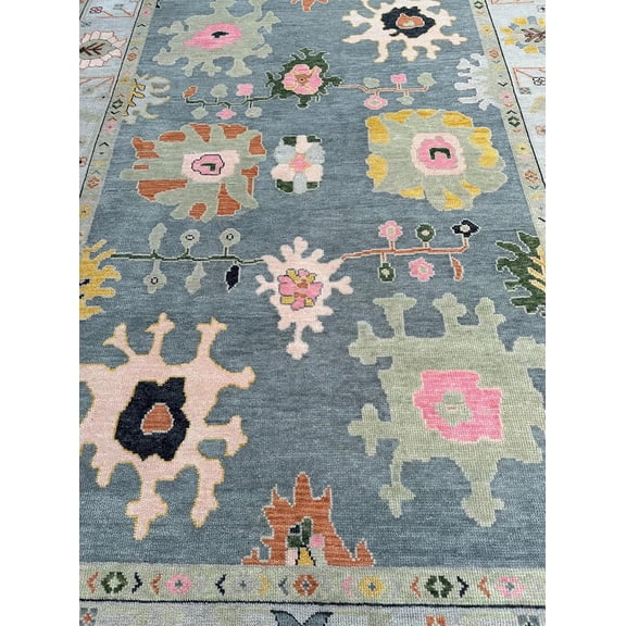 HomedecoreIN Grey Hand-Knotted Wool Printed Area Rugs For Living Room, Bedroom, Hallway And Any Room (8X10 FT)