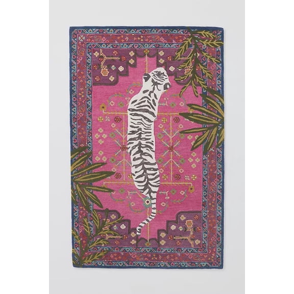 HomedecoreIN Pink Hand-Knotted Wool Animal Print Area Rugs For Living Room, Bedroom, Hallway And Any Room (8X10 FT)