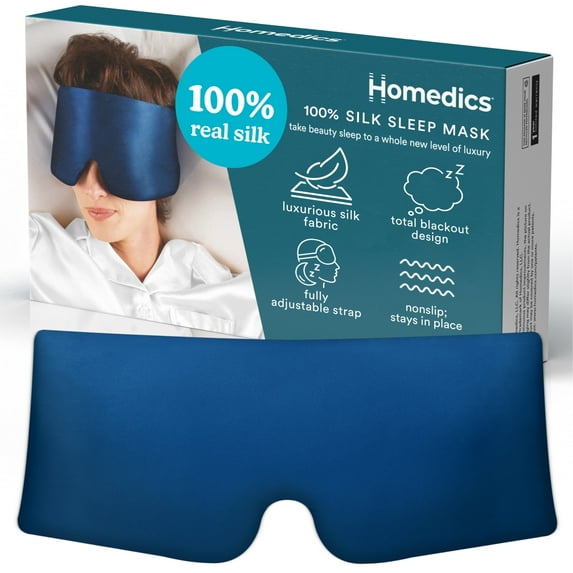 Homedics 100% Silk Sleep Mask, Blue