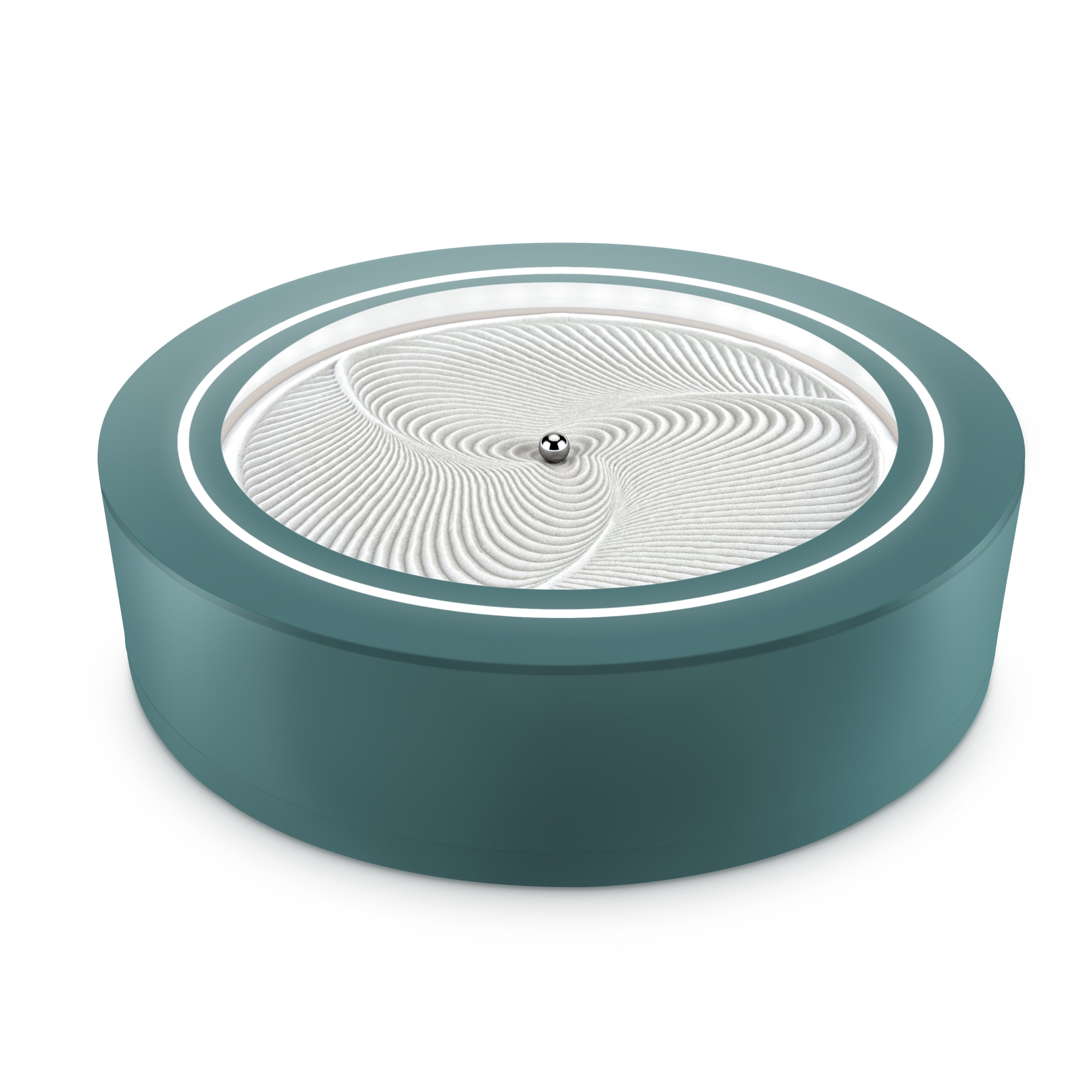 Green Round Metal LED Table Lamp with Multicolor Shade