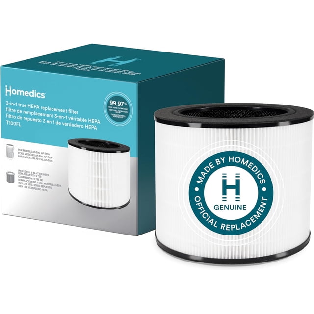 Homedics 3-in-1 True HEPA Replacement, Air Purifier Filter, Activated Carbon , Air Cleaner, for AP-T95,AP-T100-GY