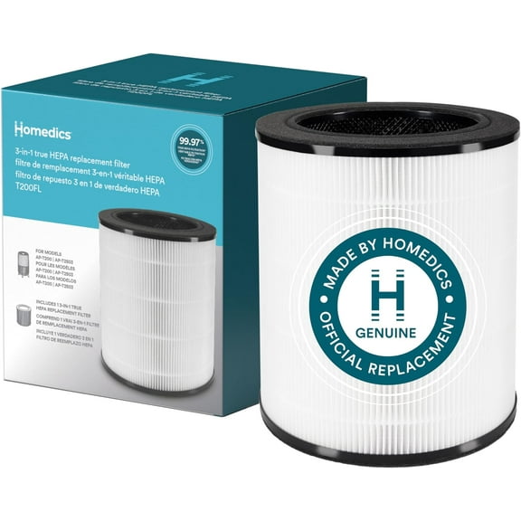 Homedics 3-in-1 True HEPA Replacement, Air Purifier Filter, Activated Carbon Filter, Air Cleaner, for AP-T200, AP-T2503 Air Purifiers